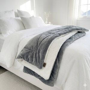 UGG Gray and White Plush Blanket